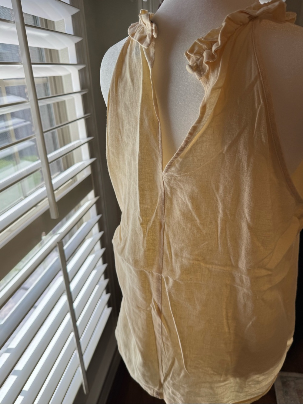 Women's Ruffled Halter Shell Top - Cream - Picture 5 of 7
